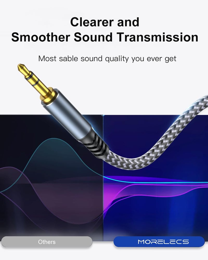 MORELECS Aux Cord 20ft, 3.5mm Audio Cable - Nylon Braided 3.5mm Male to Male AUX Cable Cord for Car, Headphones, Home Stereos, Speaker - Image 2